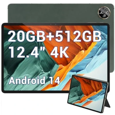 Image de DOOGEE T30 Max Android 14 Tablette Tactile, 4K 12.4 Pouces Tablettes Gaming 20Go + 512Go/2To TF, 10800mAh/33W, 50MP+20MP, Helio G99 Octa Core, 2560 * 1600, Widevine L1, TUV/4G LTE/5G WiFi/OTG/GPS