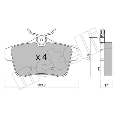 Image de METELLI 22 0855 0 Jeu de plaquettes frein contact signal d&#039;usure exclu PEUGEOT: 3008 I, 308 I 3/5 portes, 5008 CITROËN: C4 Picasso 1