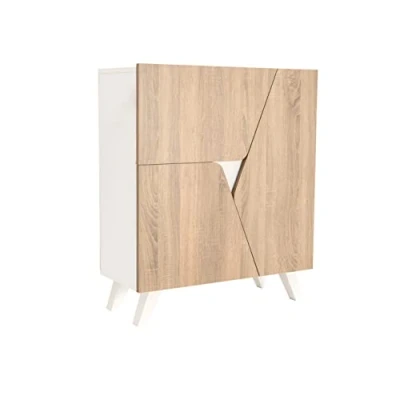 Image de MyosHome Meuble Buffet Commode, d&#039;entrée, Buffets pour Le Salon, d&#039;entrée en chêne et Blanc 80 x 94 34 cm. Marte