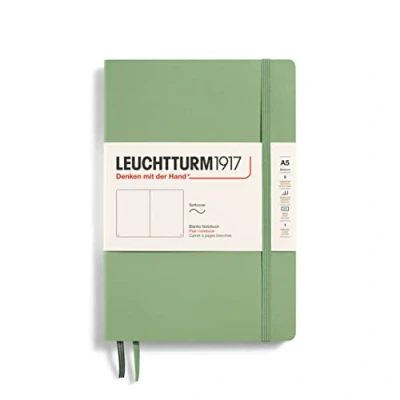 Image de LEUCHTTURM1917 361593 Carnet de notes Medium (A5), Couverture souple, 123 pages numérotées, Sauge, blanc