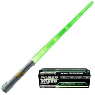 Image de POWER SABER Vert Sabre Laser pour Enfants dès 8 ans Extensible et Rétractable Automatiquement Jouet Lumineux Réaliste Sûr Combat Intergalactique 30cm/ Déployé 89 cm