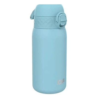 Image de ION8 Gourde Enfant, Inox 400ml, Anti Fuite, Facile à Ouvrir, Verrouillage Sécurisé, Lavable au Lave Vaisselle, Poignée de Transport, Nettoyer, Durable, Acier Inoxydable, Bleu D&#039;Alaska