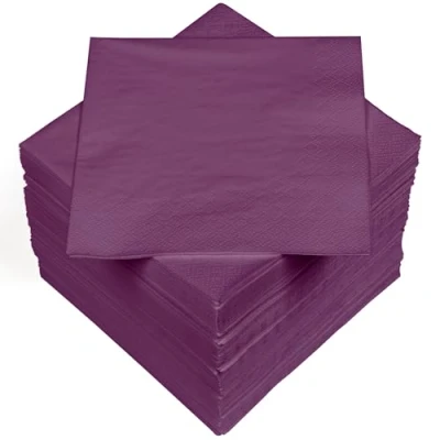 Image de HEKU 30241 20 : Lot de 100 serviettes en papier monochromes triple épaisseur, 33 x cm, violet