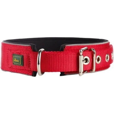 Image de HUNTER Collier pour chien NEOPRENE REFLECT, nylon, rembourré en néoprène, réfléchissant, 50 cm x 4,5 2 cm, rouge/noir