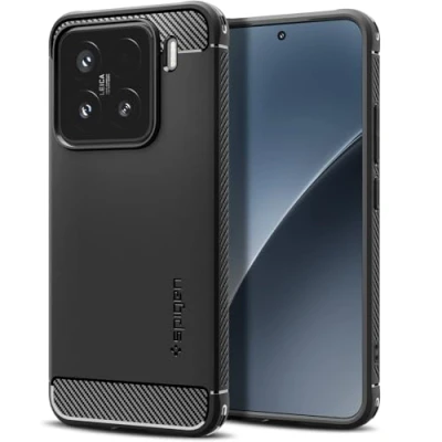 Image de Spigen Rugged Armor Coque [Fibre de Carbone] Compatible avec Xiaomi 15 Noir Mat
