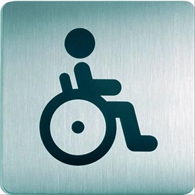 Image de Durable 495323 Plaque d&#039;Information Pictogramme Carré 150 x mm en Acier Brossé Inoxydable Wc Toilettes Handicapes Personne à Monilite Reduite