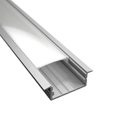 Image de Profilé LED WIDE IN 20 en aluminium argenté pour bandes LED, avec couvercle transparent ou opaque, jusqu’à maximum mm, barre de montage (1 m + opaque)