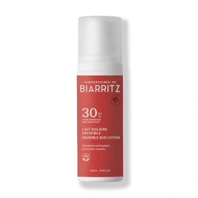 Image de Laboratoires de Biarritz Lait Solaire Satiné SPF30 Texture Fluide Invisible Visage &amp; Corps Effet Frais dès Application Parfum 100% d’Origine Naturelle 100 ml Fabriqué en France