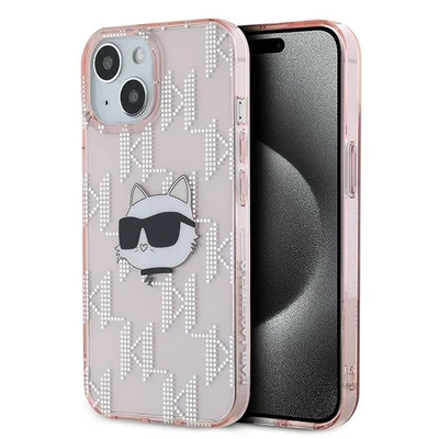 Image de Étui Karl Lagerfeld pour iPhone 15 6.1 rose étui rigide IML Choupette Head &amp; Monogram Neuf