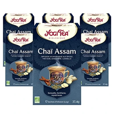 Image de YOGI TEA, Chaï Assam, Thé Bio, Mélange de Noir, Gingembre et Cannelle, 102 (6x17) Sachets