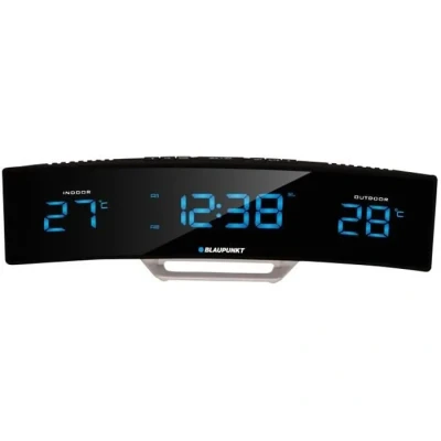 Image de Blaupunkt CR12BK Radio réveil avec écran LED, Affichage de la température intérieure/extérieure et l&#039;heure Noir