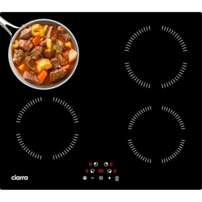 Image de Ciarra Plaque de Cuisson à Induction 4 Foyer 6000W Table Encastrable Commande tactile 9 Niveaux CABBIH4 A