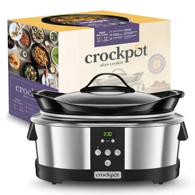 Image de Crock Pot SCCPBPP605 Mijoteuse électrique programmable, 5,7L (5 6 personnes), avec minuterie numérique, Inox