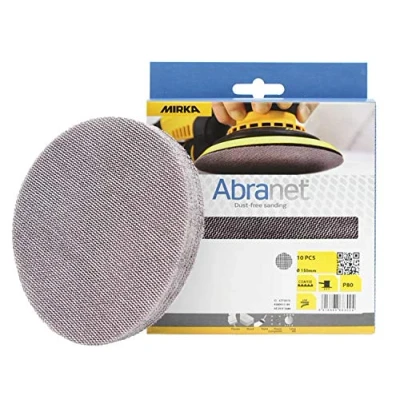 Image de MIRKA Abranet Disques abrasifs en filet Ø 150mm autoagrippant Grain P80 10 pcs Convient à toutes les ponceuses excentriques pour poncer le bois, mastic, la peinture