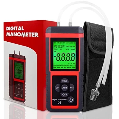 Image de Ehdis Manomètre de Digital, Appareil Mesure La pression différentielle du Gaz Ventilation Conduite et Système, MCU 32 bits, ADC 24 12 unités, sauvegarde des données