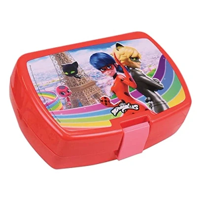 Image de MIRACULOUS FUN HOUSE 006082 Ladybug Boite GOUTER pour Enfant H.6,5 X L.17 P.13,5 CM, Rouge, Normale