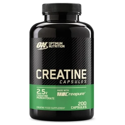 Image de Optimum Nutrition Creatine Capsules avec 2500 mg de créatine monohydrate non aromatisée par portion, complément alimentaire pour une meilleure performance, 100 Portions, 200 gélules