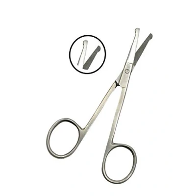 Image de ciseaux à poils de nez Longueur totale 10,16 cm pointe ronde pour couper les Petits précision sourcils, oreilles et la barbe