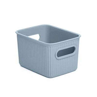 Image de TATAY Panier de Rangement Rectangulaire Baobab, Capacité 1.5 L, Polypropylène, Sans BPA, Bleu Mystique. Mesure 12,5 x 16,4 10 cm