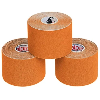 Image de ALPIDEX Ruban Adhésif de Kinésiologie 5 m x 5,0 cm Diverse Couleurs 1/3/ 6/12 rouleaux E Book Exemples D&#039;application Bandes Kinesiology Tape, Couleur:orange, Quantité:3