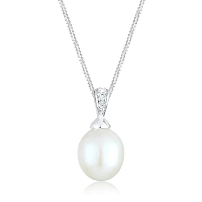 Image de Elli DIAMONDS Collier Femmes avec Perles d&#039;Eau Douce et Diamant (0.04 ct) en Argent Sterling 925