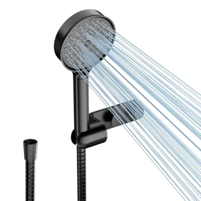 Image de Cobbe Pommeau de Douche avec Filtre, Tête et Flexible 1.5M Support, Anti Calcaire 6 Modes Pulvérisation Haute Pression (Noir)