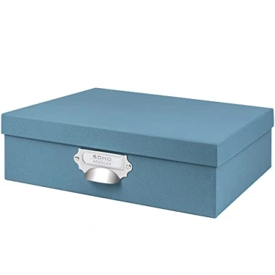 Image de Rössler Papier 1343452150 S.O.H.O. Boîte de rangement avec poignée et étiquette inscriptible, Denim, 337 x 105 255 mm, 1 pièce