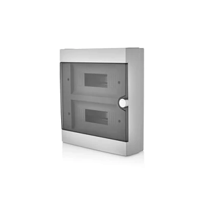 Image de Lion Electric Boîte à fusibles en saillie 24 modules,Armoire de commande 2 rangées blanche avec porte transparente IP40, cave, garage et tous les espaces intérieurs