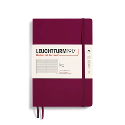 Image de LEUCHTTURM1917 362834 Carnet de notes Medium (A5), couverture souple, 123 pages numérotées, Port Red, ligné