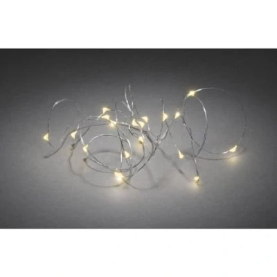 Image de Konstsmide Guirlande Lumineuse à Micro LED, minuterie de 6 h, 20 diodes ambrées, Piles, intérieur, Fil argenté 1460 890