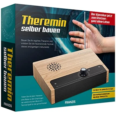 Image de FRANZIS 67105 Theremin à construire soi même Kit sans soudure Construisez et jouez vous l&#039;instrument de musique emblématique avec carte Theremin, haut parleur, etc.