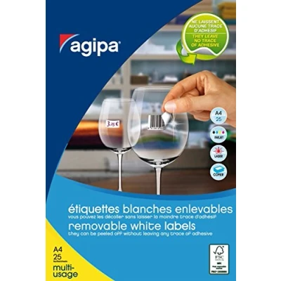 Image de AGIPA Lot de 3 Etuis 2200 étiquette 45x8 mm (88 x 25F A4) Multi usage Coin Rond Enlevable Blanc