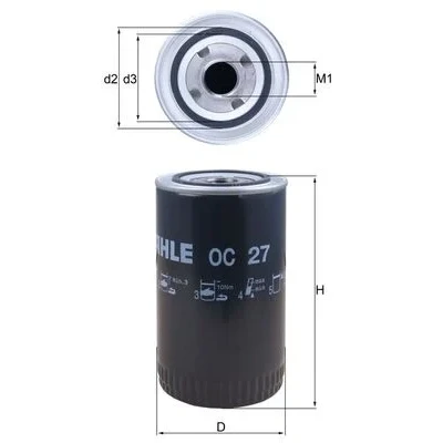 Image de MAHLE ORIGINAL OC 27 Filtre à huile avec un clapet de non retour vissé