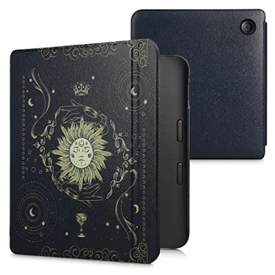 Image de kwmobile Étui Compatible avec Kobo Libra 2 Coque à Rabat magnétique Tablette eReader Similicuir Bleu foncé Jaune Noir