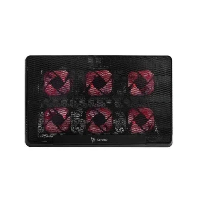 Image de Savio Laptop cooling pad 6 backlit fans 2000 RPM COS 01 système de refroidissement pour ordinateurs portables 43,9 cm (17.3 ) Noir, Rouge Neuf