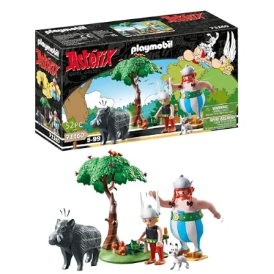 Image de PLAYMOBIL 71160 Astérix : La chasse au sanglier avec les Gaulois Astérix, Obélix, Idéfix le fidèle compagnon d&#039;Obélix et un Dès 5 ans