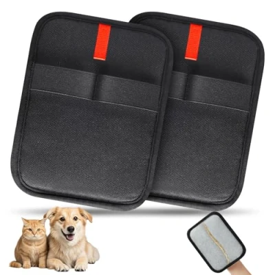 Image de INABULETWO Lot de 2 gants statiques pour enlever les poils d&#039;animaux domestiques, réutilisables, électrostatiques, toilettage efficaces d&#039;animaux, chat