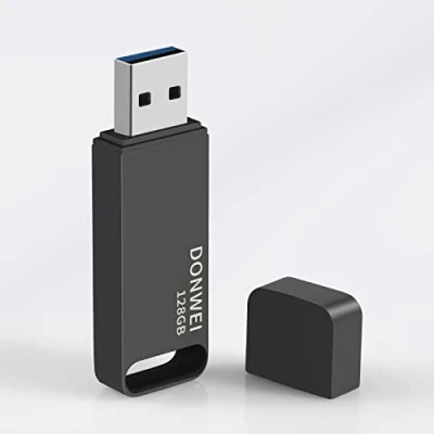 Image de Cle USB 128 Go, Clé 3.0 Rapide Flash Drive, MéTal Pen Drive Clef Mini Portable Grande Capacité Originale Memory Stick pour Pc/Phone/Tablettes/TV/Stockage Externe (Black)