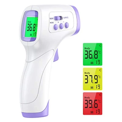 Image de Thermometre Frontal Adulte, Wawech Infrarouge, 2 en 1 Thermomètre san Contact Bébé Adulte Objet, infrarouge avec Alerte Fièvre, Écran LCD et Fonction Mémoire(99)