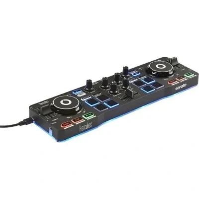 Image de Hercules DJControl Starlight Contrôleur DJ USB portable à 2 pistes et 8 pads, logiciel Serato Lite, pour PC MAC