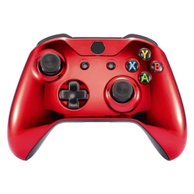 Image de eXtremeRate Coque Avant de Remplacement pour Xbox One S/X Manette, Customisé Manette (Modèle 1708), Chromé Rouge