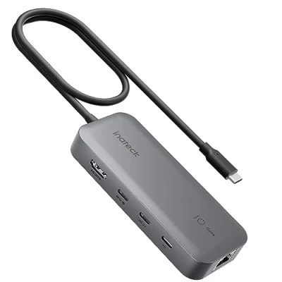 Image de Inateck Hub USB C 10 en 1, Adaptateur 3.2, HDMI 4K, 100W PD, 2*10Gbps C, 2*USB3.0 A, RJ45, Lecteur de SD TF, Câble 50cm