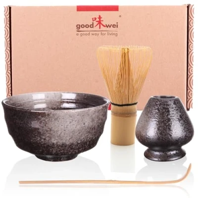 Image de Goodwei Ensemble à Thé Matcha Japonaise avec Chasentate (Goma), Céramique, 180 ML