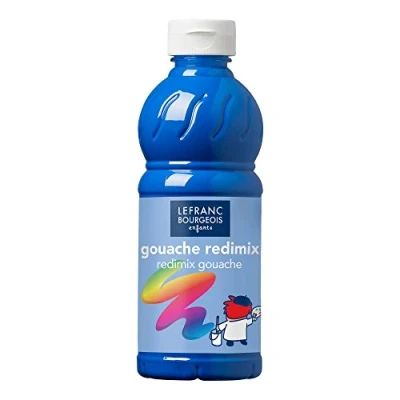 Image de Lefranc Bourgeois Gouache liquide Redimix pour enfants Bouteille 500ml Bleu Primaire