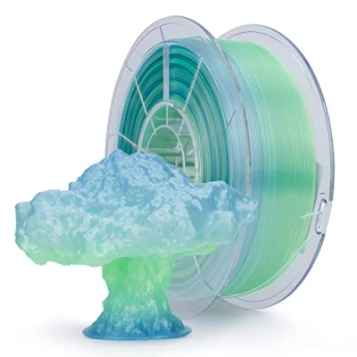 Image de ZIRO Filament pour imprimante 3D, PLA translucide 1.75mm, multicolore arc en ciel, 1KG/2.3lb, Série saison Été