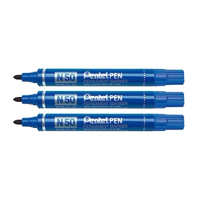 Image de Pentel N50 marqueur permanent pointe conique bleu 3 pcs