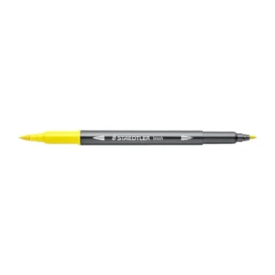 Image de STAEDTLER 3001 Feutre de Coloriage Aquarellable Double Pointe Pinceau 1 6 mm et Fine 0,5 0,8 Jaune