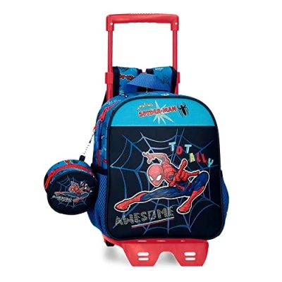 Image de Marvel Spiderman Sac à dos préscolaire totalement génial avec chariot bleu 21x25x10 cms Polyester 5,25L