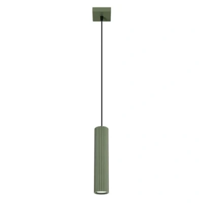 Image de SOLLUX lighting KARBON Moderne Lampe à suspension Luminaire Polyvalent en Aluminium GU10, Max 10W LED, IP 20 Ampoule Non Incluse 1x Source de lumière 8x8x118cm, Vert olive