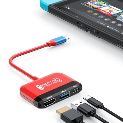 Image de Station d&#039;accueil pour Switch/OLED, Mini commutateur TV 3 en 1 avec Port USB 3.0 HDMI 4K 3.0, Charge C PD 100 W, Portable de Voyage